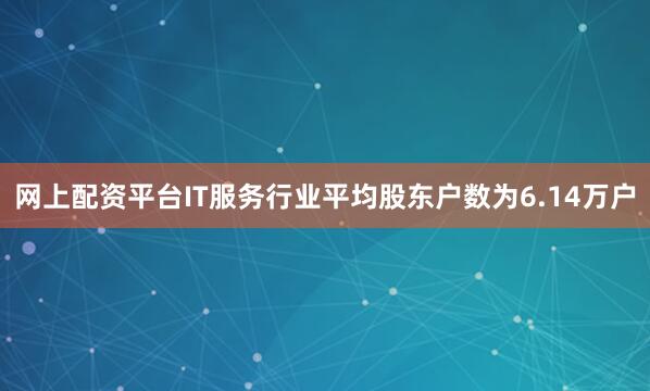 网上配资平台IT服务行业平均股东户数为6.14万户